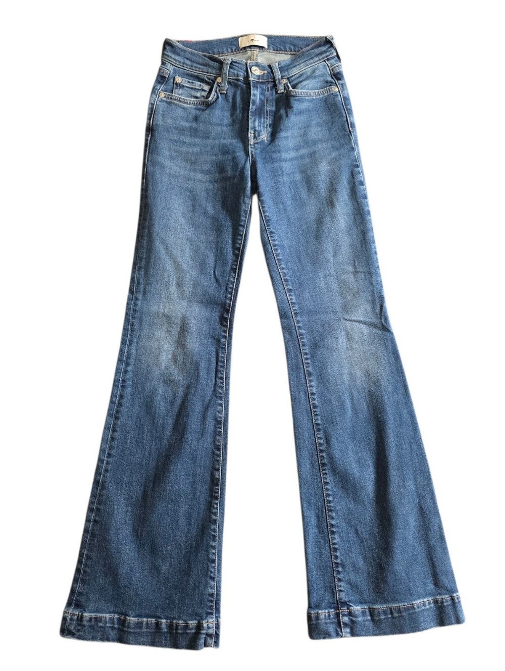 7 For All Mankind Tailorless Dojo Women's Medium Blue Flare Denim Jeans Size 25